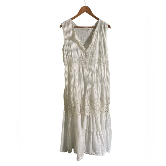 Soft Surroundings Dominica Crochet Maxi Dress L Ivory Cottagecore Prairie Boho - Picture 3 of 9